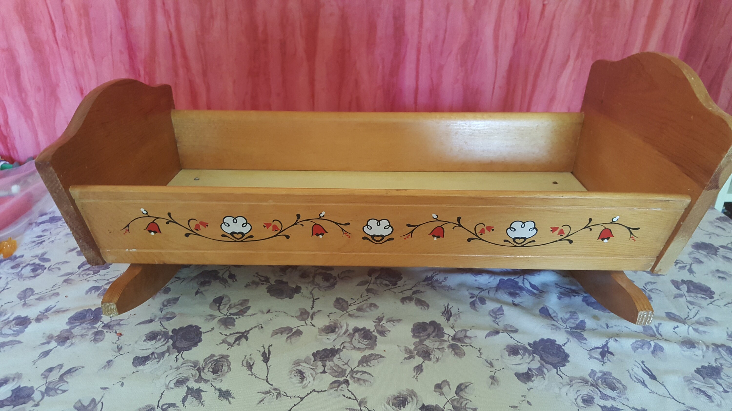 wooden doll cradle