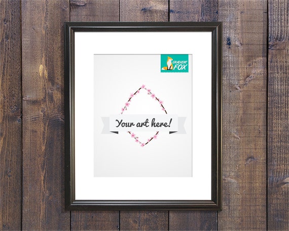 Picture Frame Mockup Template With Wood Background Wall Picture Frame Mockup Template With Wood Background Wall