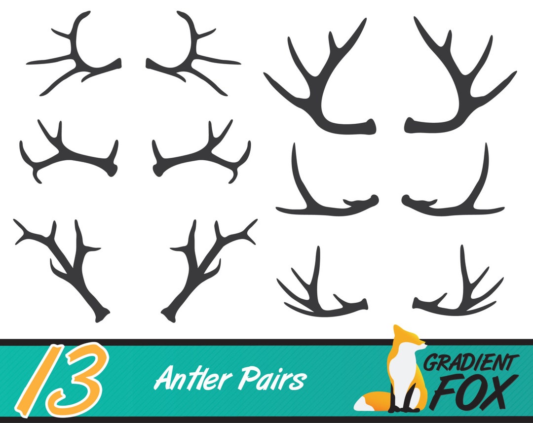 13 Digital Antler Clipart Set - Silhouette Antlers - PNG File - INSTANT ...