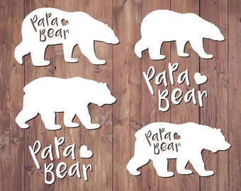 SVG de oso papá, imágenes prediseñadas de oso polar, vector de oso del bosque (descarga digital)