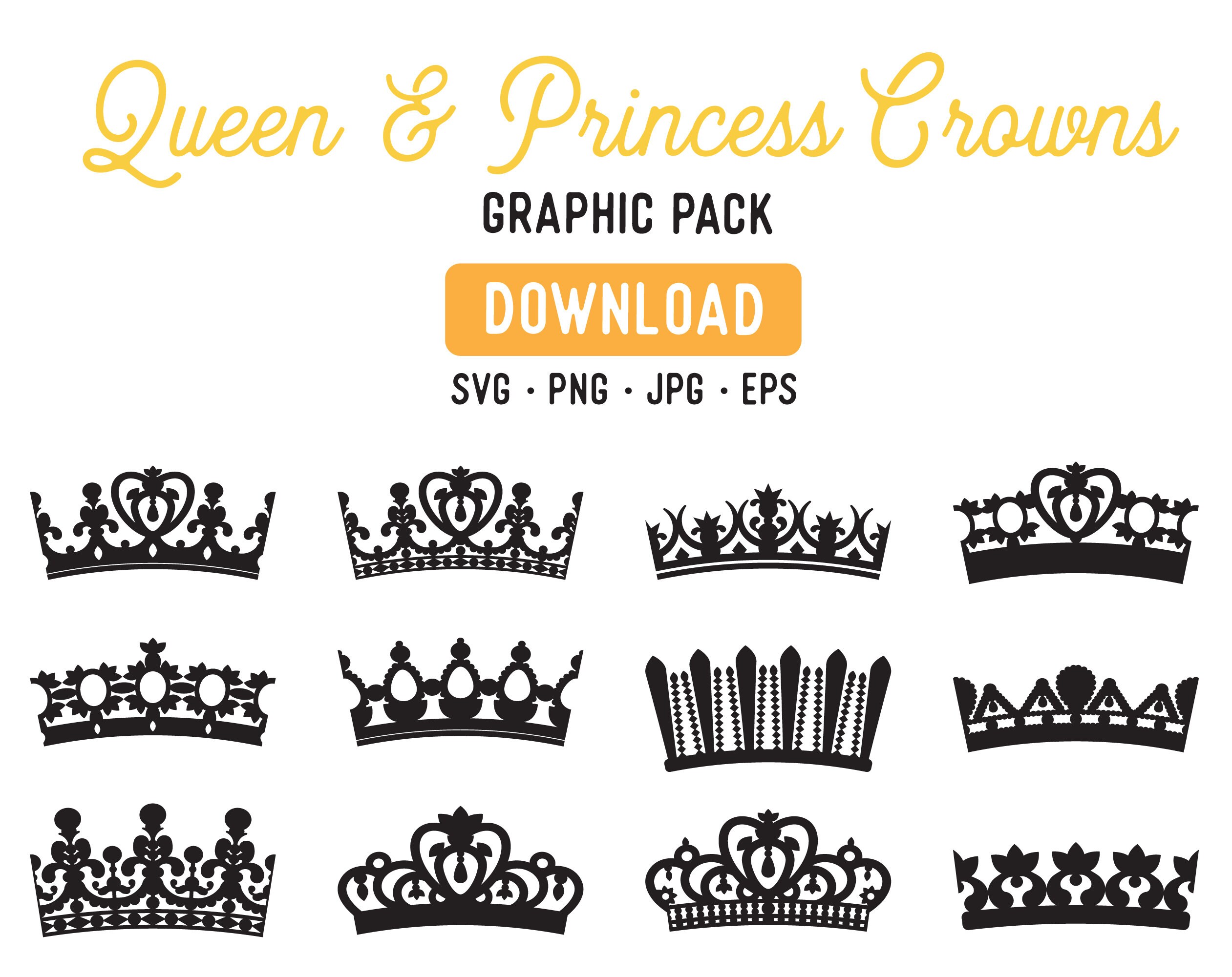 Download Princess Crown Eps Queen Crown Clipart Tiara Clipart Tiara Etsy