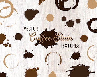 Imágenes prediseñadas de manchas de café, derrame de café en formato SVG, anillo de café en acuarela (descarga digital)