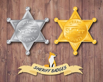 Printable Sheriff Badge - Gold and Silver, Vector Files (Digital Download)