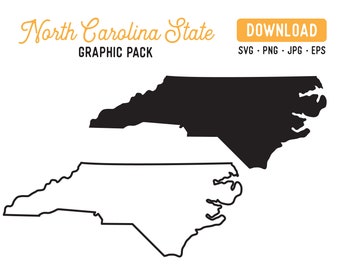 North Carolina Vector State Clipart Bundle - North Carolina SVG - North Carolina Vector Graphic - State Shape Cutfile - Digital Download