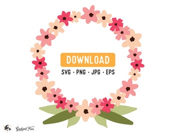 Pink Wreath SVG and Clipart Pack - Laurel graphic Mega Pack - Leaf Wreath SVG - Digital Download