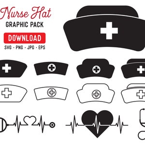 nurse hat graphic, nurse hat clipart, nurse hat digital, nurse hat cutting, nurse hat vector, nurse hat svg  - Digital Download