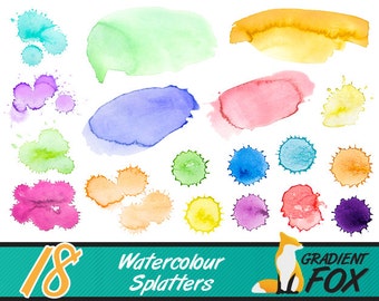 18 Acuarela Pintura Salpicaduras Kit de Textura - PNG - DESCARGA INSTANTE