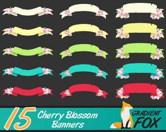 Kirschblüten Sommer Banner - Hochzeit Blumen Banner - PNG Datei - INSTANT DOWNLOAD