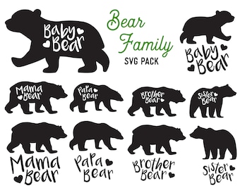 Polar bear svg, woodland clipart, polar bear clipart, bear family svg, bears clipart, grizzly bear svg, baby bear clipart, mama bear clipart