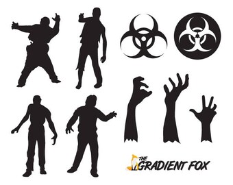 Zombie Clipart SVG, Walking Dead Party Decorations (Digital Download)