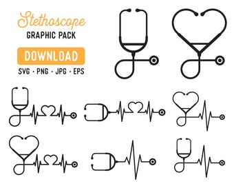 Imágenes prediseñadas de estetoscopio, plantilla, gráficos vectoriales para hospitales (descarga digital)