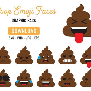 Poop Emoji PNG Bundle - Poop Emoji Clipart Pack - Poop Emoji SVg -  Poop Emoji EPS - Instant Download
