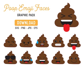Poop Emoji PNG Bundle - Poop Emoji Clipart Pack - Poop Emoji SVg -  Poop Emoji EPS - Instant Download
