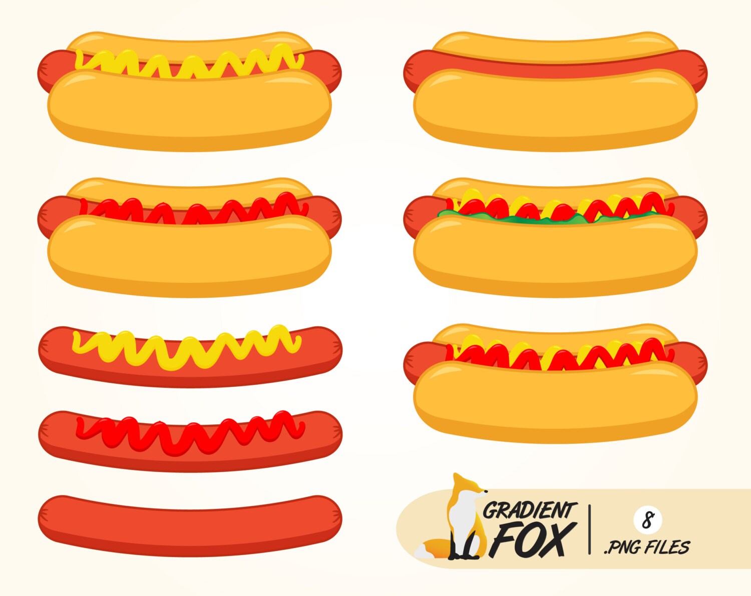 Hotdog Clipart - BBQ Hotdog Graphics - Digital Scrapbooking Pack - Png files - Instant Download