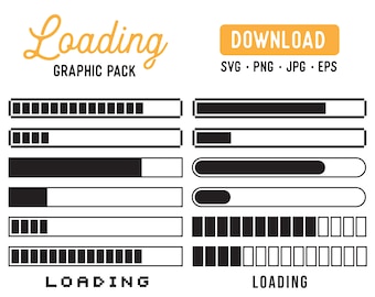 Loading Cutfile PNG Graphics Bundle - Loading Bars Graphic Bundle - Loading Clipart - Instant Download