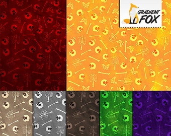 7 squelettes OS Pile Halloween Scrapbooking numérique Pack - documents de Pile OS - squelette fond de papier - les fichiers PNG - INSTANT DOWNLOAD