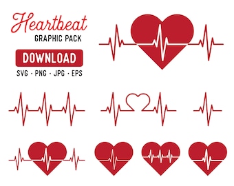 heart beat cutfile, heart beat cutting, heart beat vector, heart beat eps, heart beat png, heart beat clipart - Digital Download