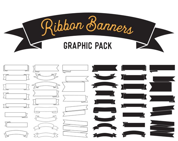 Download White Ribbon Clipart Svg Bundle White Banner Clipart Svg Etsy