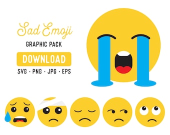 Sad Emoji Digital Clipart Bundle - Sad Emoji Clipart Pack - Sad Emoji Graphic -  Vector Emoji Pack - Instant Download