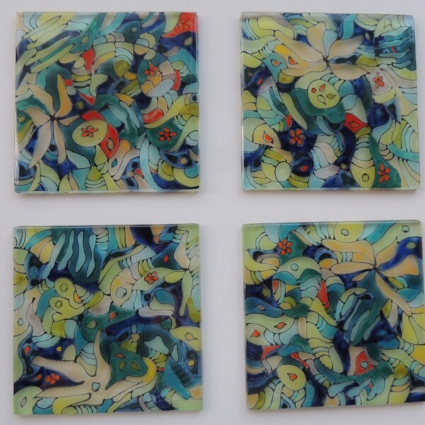 Fused Glass Tiles - Etsy