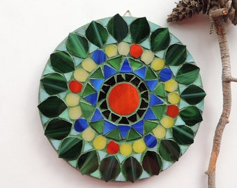 Mosaic Wall Mandala Art, Green Glass Mosaic Mandala,home wall decor, Gift For New Home, Glass Mandala, Mandala Art