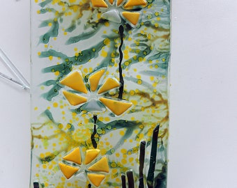 Fused Glass Daffodils Suncatcher, Daffodils Wall Panel, Glass Daffodils Suncatcher,  Housewarming Gift, Gift For Her, Mother's Day Gift