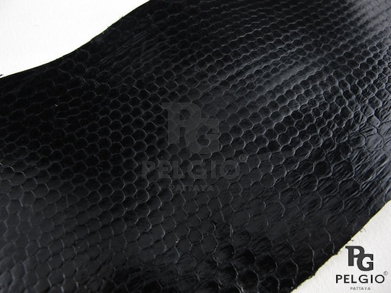 PELGIO Real Genuine Python Snake Skin Leather Hide Pelt Scraps 100 gram Black