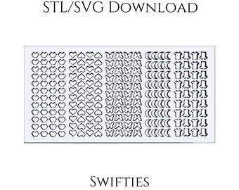 Swifties Sprinkle Stencil STL and SVG Digital Downloads- 0.3" and 0.5" Files