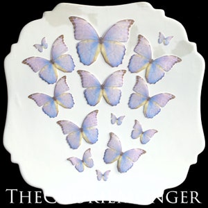 Shimmery Iridescent Lavender 3D Edible Pre-Cut 3D Wafer Paper Butterflies--14 MultiMixed Edible Butterflies