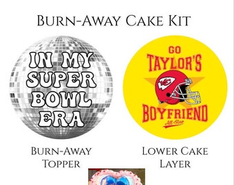 Super Bowl Taylor's Boyfriend Swelce DIY Burn Away Cake Kit--Custom Photo Icing Sheet and Wafer Burn Away Message Topper