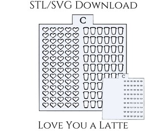 Love You a Latte Sprinkle Stencil STL and SVG Digital Downloads