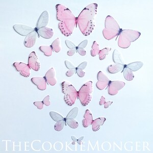 Pink and White TriMix Edible Pre-Cut 3D Wafer Paper Butterflies--16 Mixed Edible Butterflies