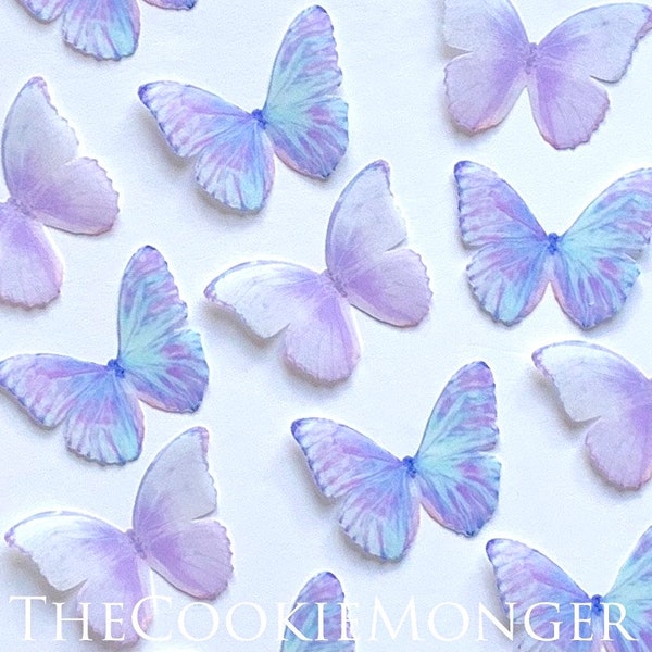 Shimmery Iridescent Wild Striped Combo Wafer Paper Edible Pre-Cut 3D Butterflies--15 Edible Butterflies--2 Options Available