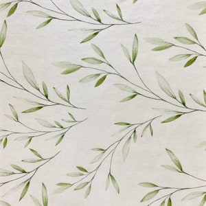 Olive/Eucalyptus Leaves on White Edible Paper