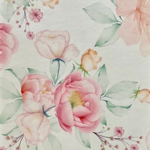 Pink and Peach Watercolor Flowers on White Edible Paper