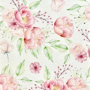 Peach Pink and Green Floral Edible Paper