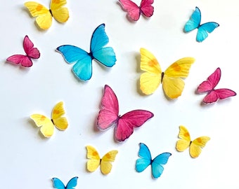 Edible Fiesta Combo Butterflies Wafer Paper Edible Pre-Cut 3D Butterflies--14 MultiMixed Edible Butterflies