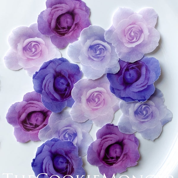 Edible Pre-Cut Wafer Paper Purple Roses