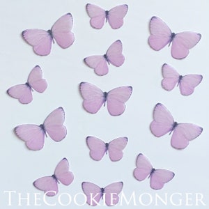 Edible Lilac Wide Butterflies--12 Mixed Pre-Cut Edible 3D Butterflies