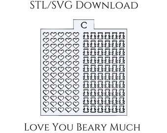 Love You Beary Much Sprinkle Stencil STL and SVG Digital Downloads