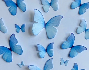 Cinderella Princess Blue Edible Pre-Cut 3D Wafer Paper Butterflies--15 Edible Butterflies