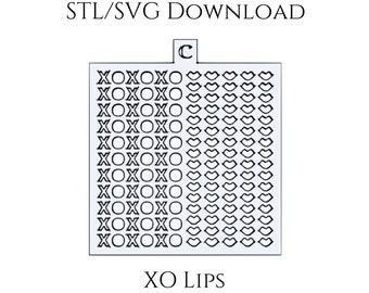 XO Lips Sprinkle Stencil STL and SVG Digital Downloads