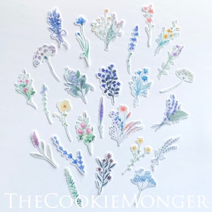 Edible Printed Precut 2D Wafer Wildflowers Sprig Cutouts