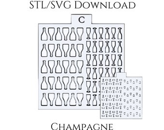 Champagne 2-Layer Sprinkle Stencil--STL/SVG Downloads