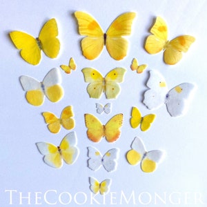 Golden Yellow Edible Pre-Cut 3D Wafer Paper Butterflies--15 Edible Butterflies