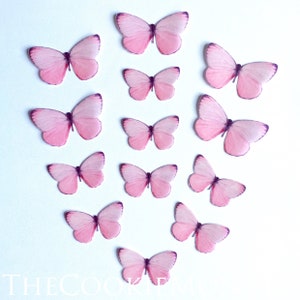 Edible Pink Wide Butterflies--12 Mixed Pre-Cut Edible 3D Butterflies