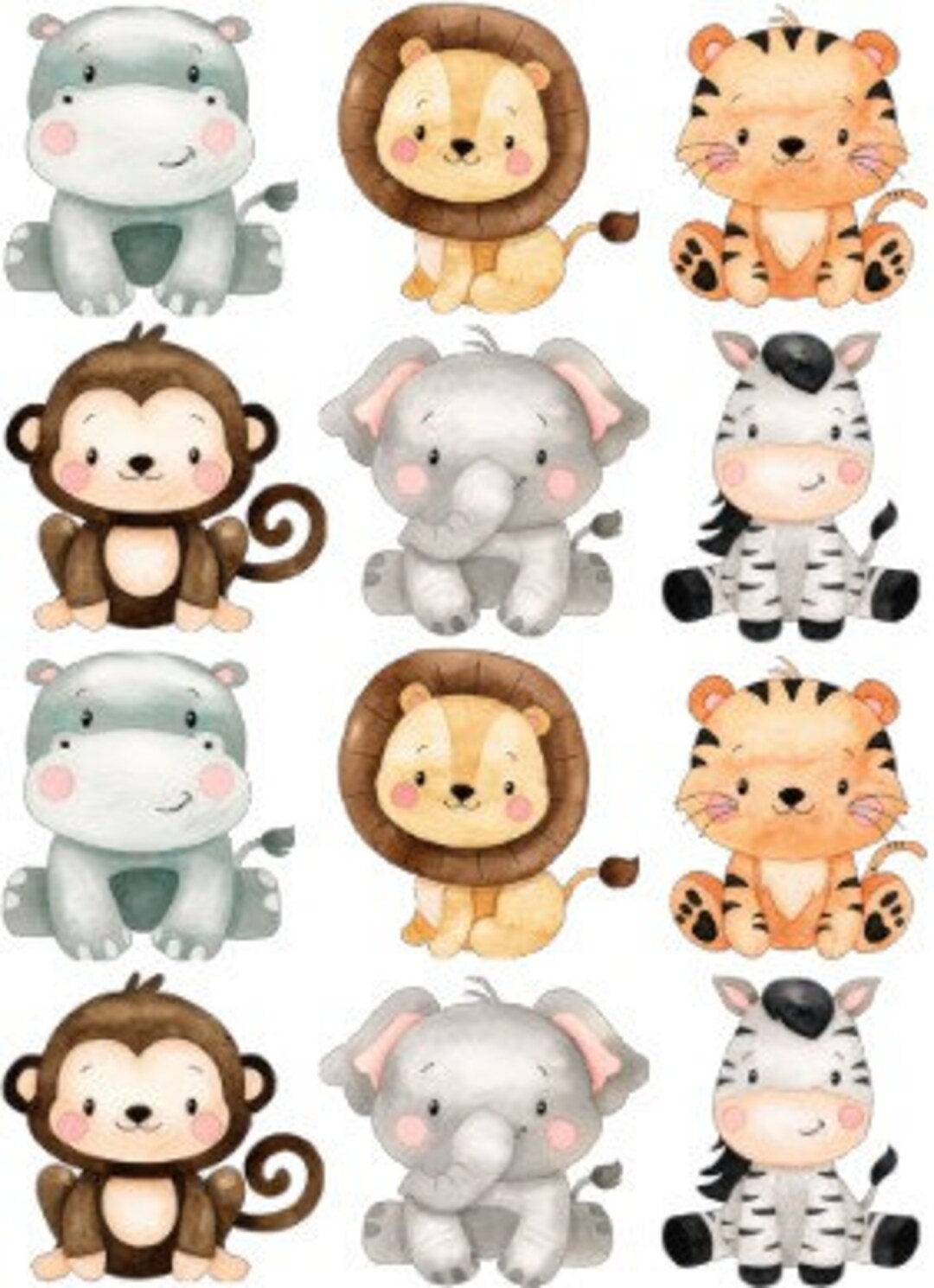 Edible Cutouts Safari Animals - Etsy
