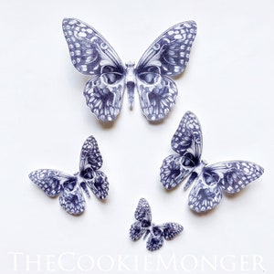 Edible Pre-Cut 3D Skull Wafer Paper Butterflies—13 Butterflies in a set