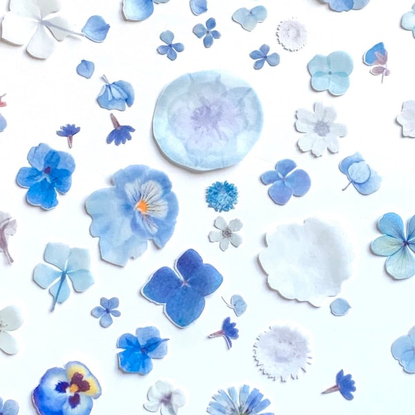 Edible Precut Wafer Blue and White “Pressed” Flowers Flair Cutouts