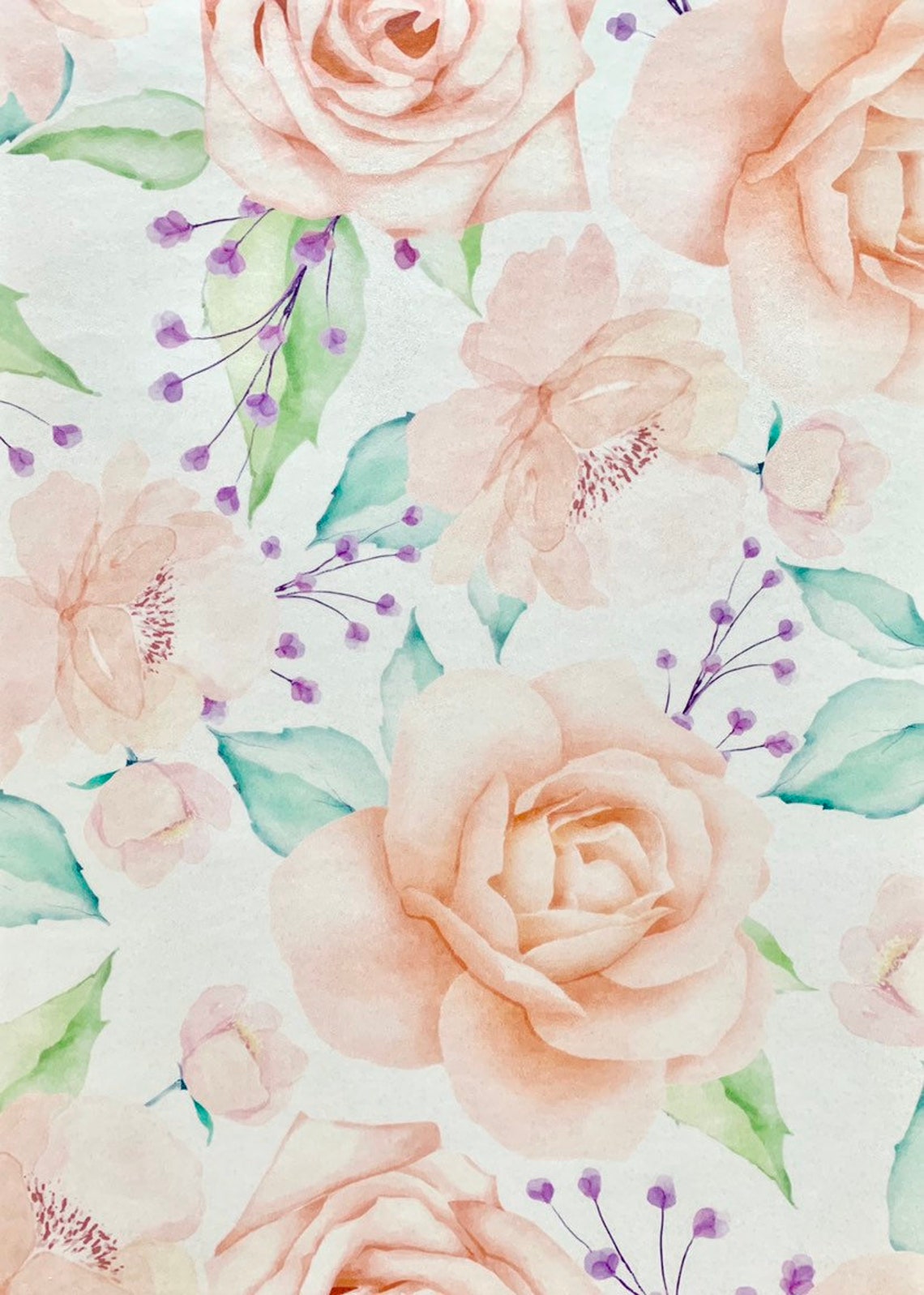 Peach Flowers on White Edible Paper Etsy